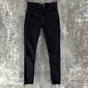 MNG Junior Size 1 ISA Denim Jeans Casual Pants Black Button Zip Pocket